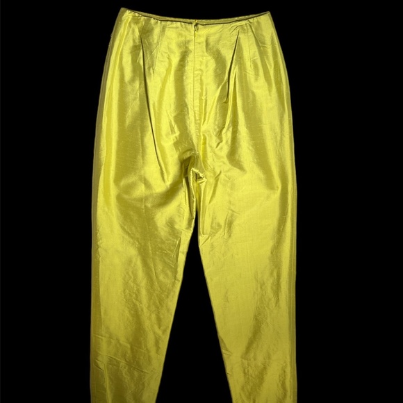 D. Morgan - 100% Silk Beaded Chartreuse 90's Cigarette Pants - Size 6 - Picture 3 of 6